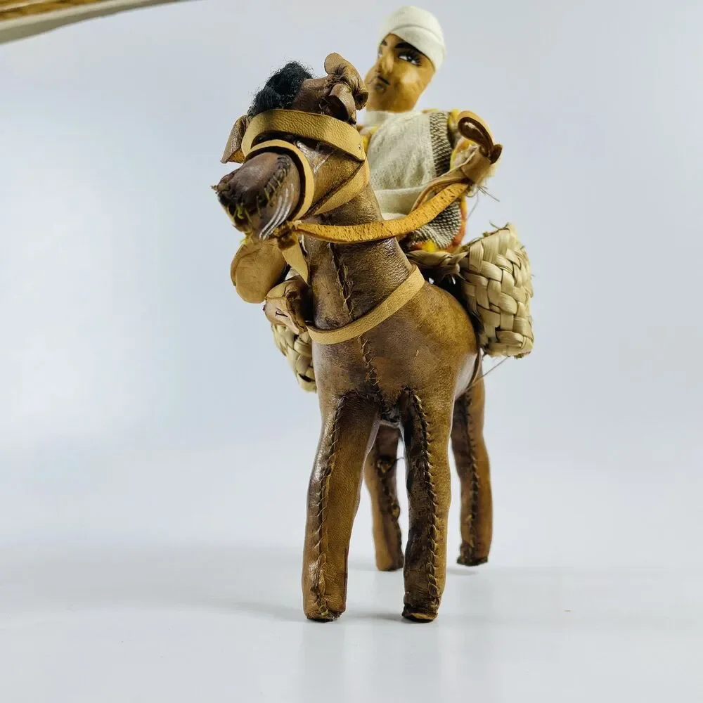 Vintage Handmade Rider Doll w Basket on Leather Horse Donkey 9